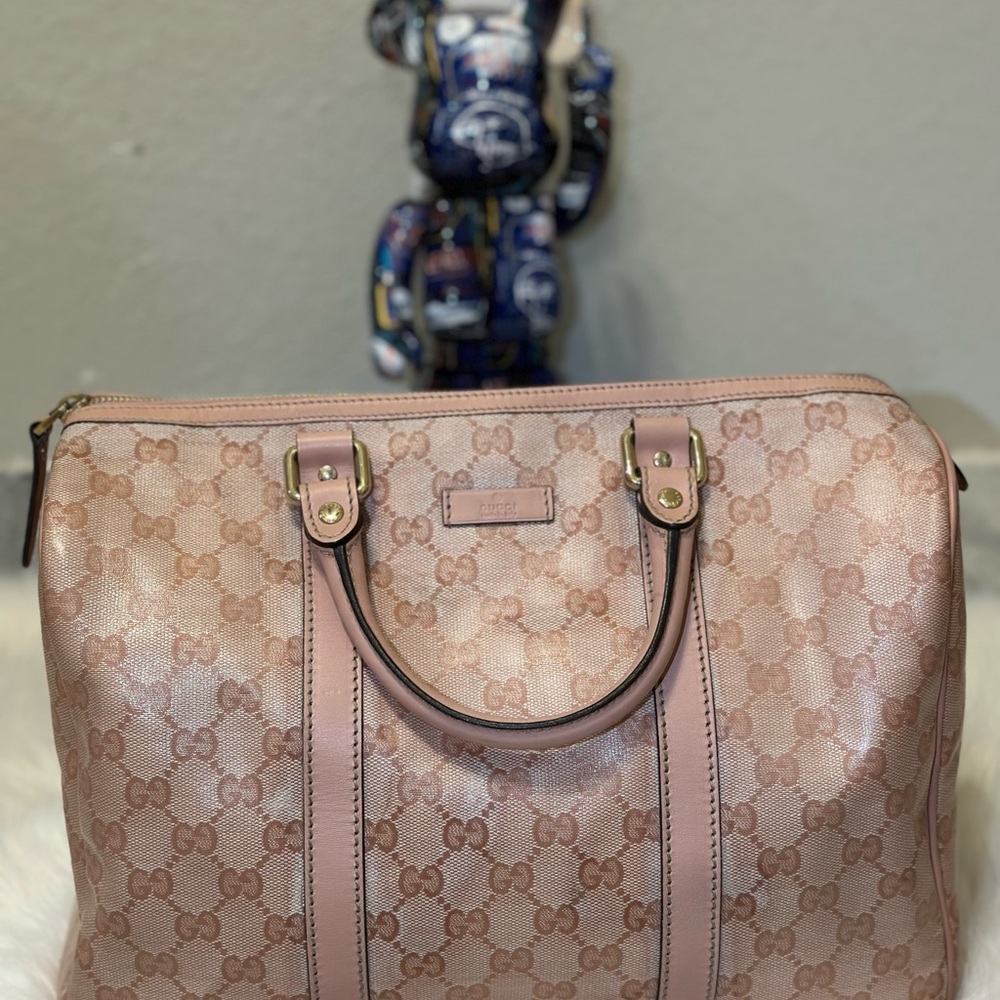 GUCCI PINK PVC CANVAS BOSTON TOTE BAG